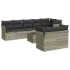  9 részes világosszürke polyrattan kerti ülőgarnitúra párnával
