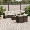  9 részes barna polyrattan kerti ülőgarnitúra párnákkal