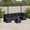  8 részes fekete polyrattan kerti ülőgarnitúra párnákkal