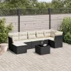  8 részes fekete polyrattan kerti ülőgarnitúra párnákkal