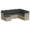  7 részes világosszürke polyrattan kerti ülőgarnitúra párnákkal