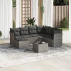  8 részes szürke polyrattan kerti ülőgarnitúra párnákkal