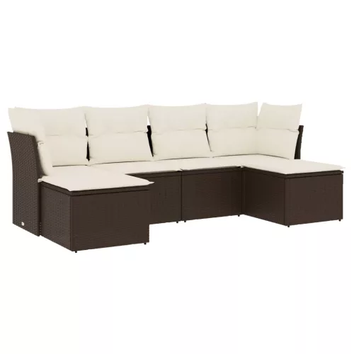  6 részes barna polyrattan kerti ülőgarnitúra párnával