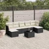  8 részes fekete polyrattan kerti ülőgarnitúra párnákkal
