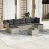  8 részes világosszürke polyrattan kerti ülőgarnitúra párnával