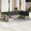  9 részes világosszürke polyrattan kerti ülőgarnitúra párnával