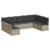  9 részes világosszürke polyrattan kerti ülőgarnitúra párnával