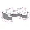  9 részes világosszürke polyrattan kerti ülőgarnitúra párnával