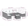  10 részes fekete polyrattan kerti ülőgarnitúra párnákkal