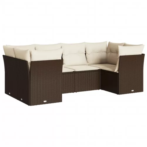  6 részes barna polyrattan kerti ülőgarnitúra párnával