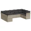  9 részes világosszürke polyrattan kerti ülőgarnitúra párnával