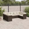  9 részes barna polyrattan kerti ülőgarnitúra párnákkal