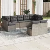  9 részes szürke polyrattan kerti ülőgarnitúra párnákkal