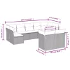 9 részes szürke polyrattan kerti ülőgarnitúra párnákkal