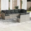  9 részes világosszürke polyrattan kerti ülőgarnitúra párnával