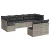  9 részes világosszürke polyrattan kerti ülőgarnitúra párnával