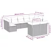  9 részes világosszürke polyrattan kerti ülőgarnitúra párnával