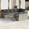  10 részes szürke polyrattan kerti ülőgarnitúra párnákkal