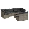  10 részes szürke polyrattan kerti ülőgarnitúra párnákkal