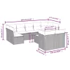  10 részes barna polyrattan kerti ülőgarnitúra párnákkal