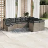  10 részes szürke polyrattan kerti ülőgarnitúra párnákkal