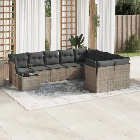    10 részes szürke polyrattan kerti ülőgarnitúra párnákkal