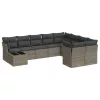  10 részes szürke polyrattan kerti ülőgarnitúra párnákkal