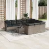  11 részes szürke polyrattan kerti ülőgarnitúra párnákkal