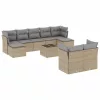  10 részes bézs polyrattan kerti ülőgarnitúra párnával