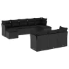  10 részes fekete polyrattan kerti ülőgarnitúra párnákkal