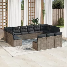    13 részes szürke polyrattan kerti ülőgarnitúra párnákkal