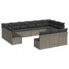  13 részes szürke polyrattan kerti ülőgarnitúra párnákkal