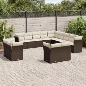    13 részes barna polyrattan kerti ülőgarnitúra párnákkal