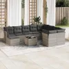  11 részes világosszürke polyrattan kerti ülőgarnitúra párnákkal