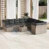  12 részes szürke polyrattan kerti ülőgarnitúra párnákkal