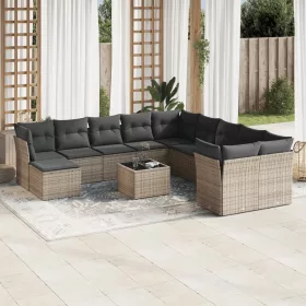    12 részes szürke polyrattan kerti ülőgarnitúra párnákkal