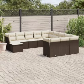   12 részes barna polyrattan kerti ülőgarnitúra párnákkal