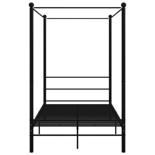  fekete fém baldachinos ágykeret 140 x 200 cm 