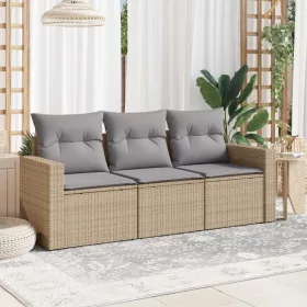    3 részes bézs polyrattan kerti ülőgarnitúra párnákkal