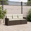  3 részes barna polyrattan kerti ülőgarnitúra párnával