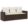  3 részes barna polyrattan kerti ülőgarnitúra párnával