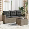  4 részes szürke polyrattan kerti ülőgarnitúra párnákkal