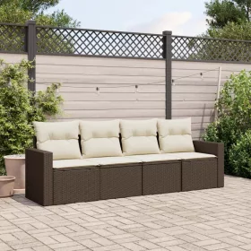   4 részes barna polyrattan kerti ülőgarnitúra párnákkal