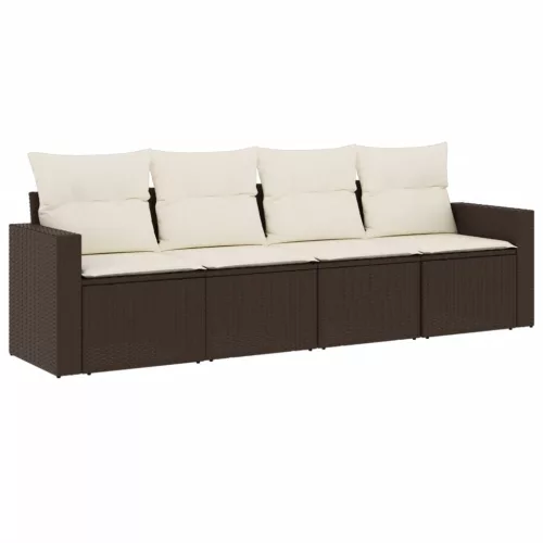  4 részes barna polyrattan kerti ülőgarnitúra párnákkal