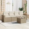 5 részes bézs polyrattan kerti ülőgarnitúra párnákkal