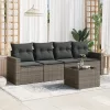  5 részes szürke polyrattan kerti ülőgarnitúra párnákkal