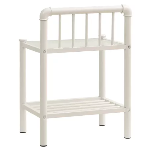  2 db fehér és átlátszó fém és üveg éjjeliszekrény