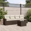  5 részes barna polyrattan kerti ülőgarnitúra párnával