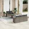  6 részes szürke polyrattan kerti ülőgarnitúra párnákkal