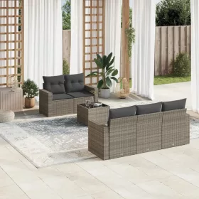    6 részes szürke polyrattan kerti ülőgarnitúra párnákkal